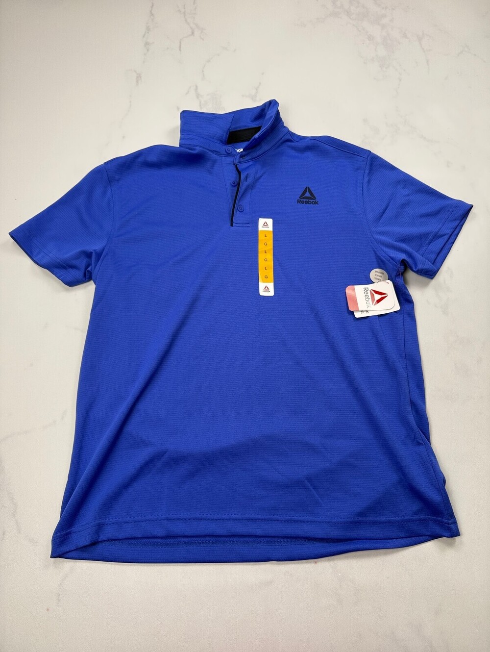 Reebok Highlife Polo Shirt Royal Blue Modern Sporty Fitted - Mens L